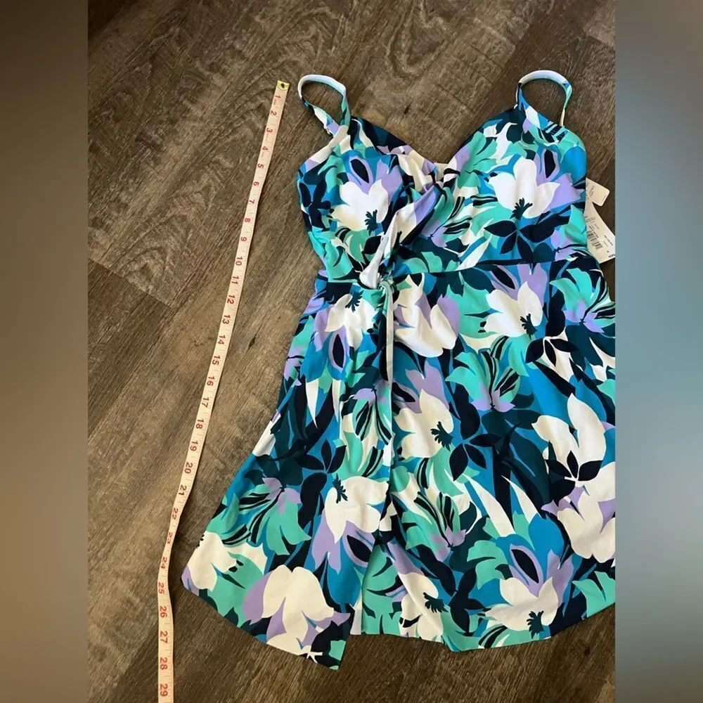 Liz Claiborne Floral Print Swimdress- Size 8